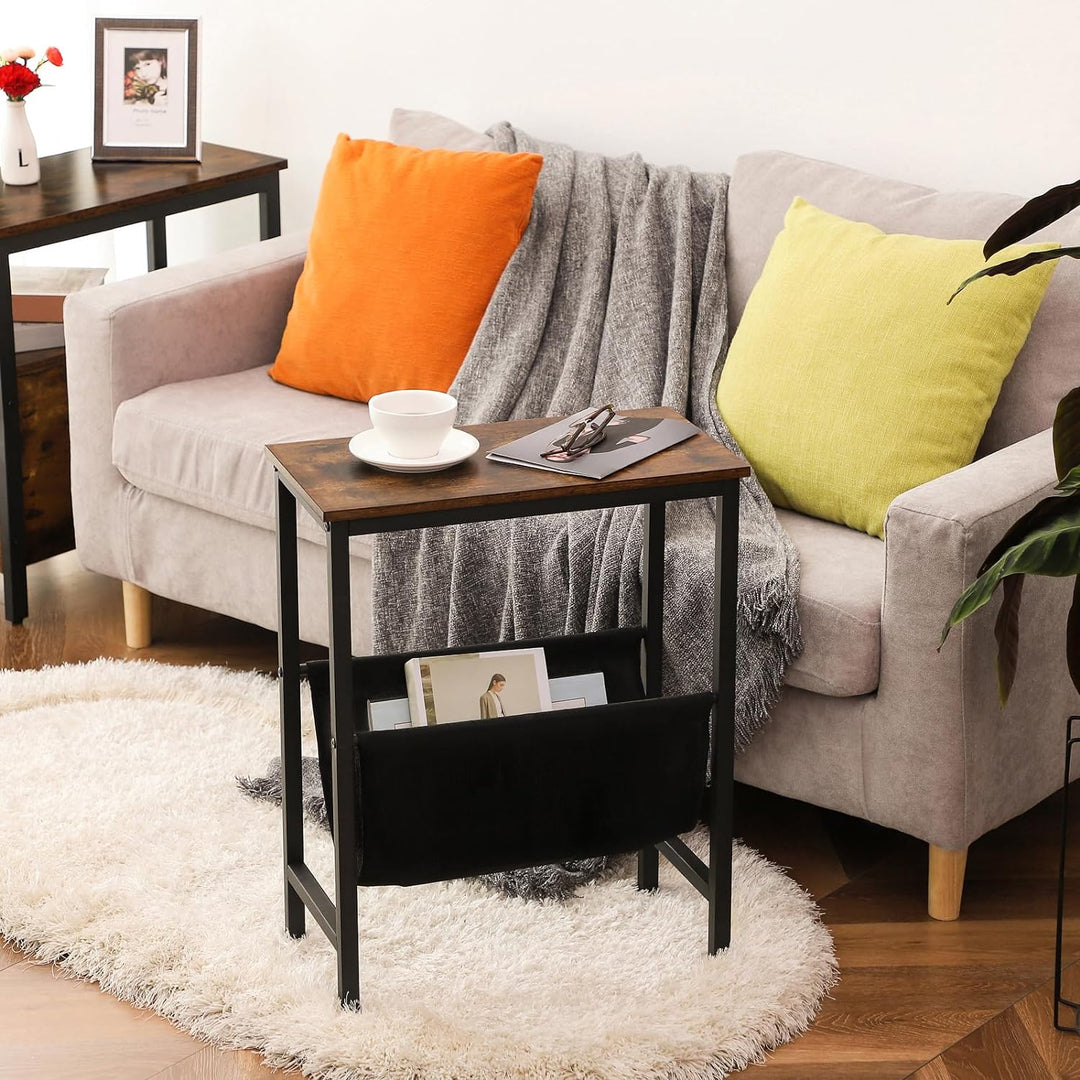 HOOBRO Beistelltisch, Sofatisch mit Stauraum, 48 x 24 x 61 cm, Nachttisch, Kaffeetisch, leicht zu mo