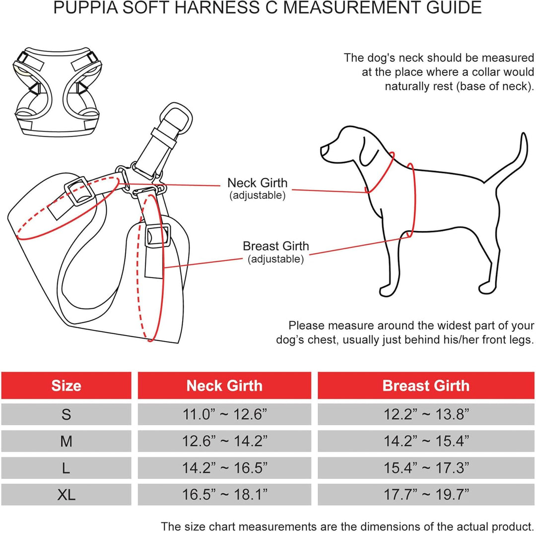 Puppia PARA-HC1533 SOFT HARNESS C, S, schwarz S schwarz, S schwarz