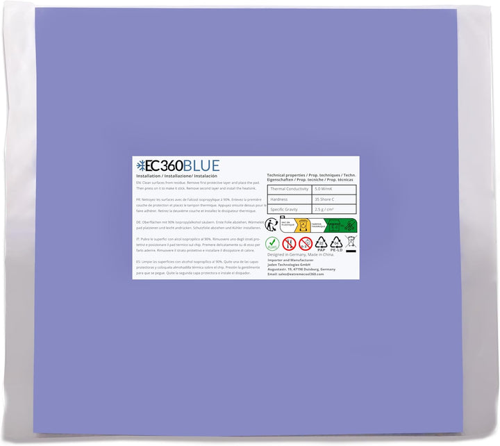 EC360® Blue 5W/mK Wärmeleitpad (200 x 200 x 4,0 mm), 200 x 200 x 4,0 mm