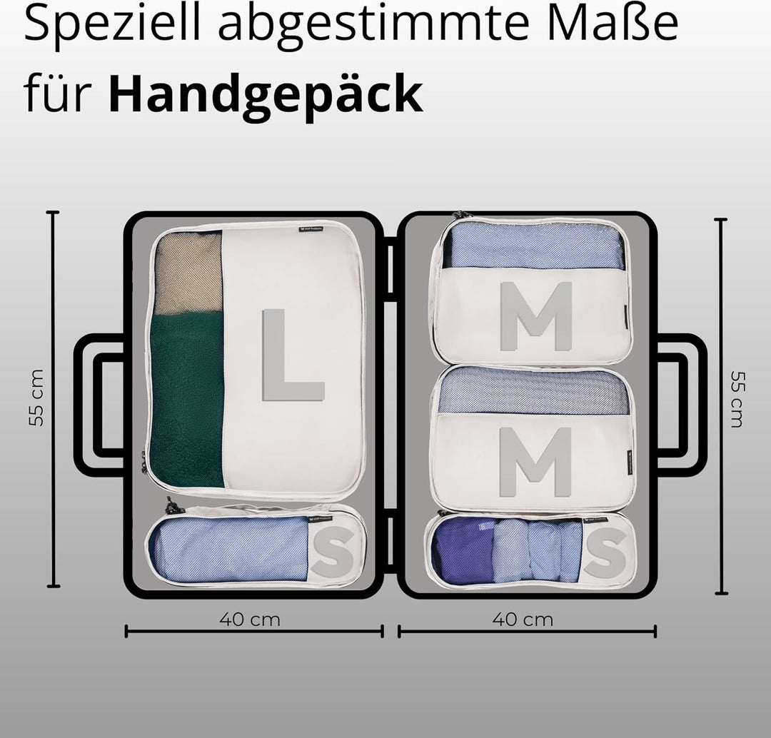 Koffer Organizer Set 5-teilig – Premium Packing Cubes aus robustem Twill mit YKK-Reissverschlüssen –