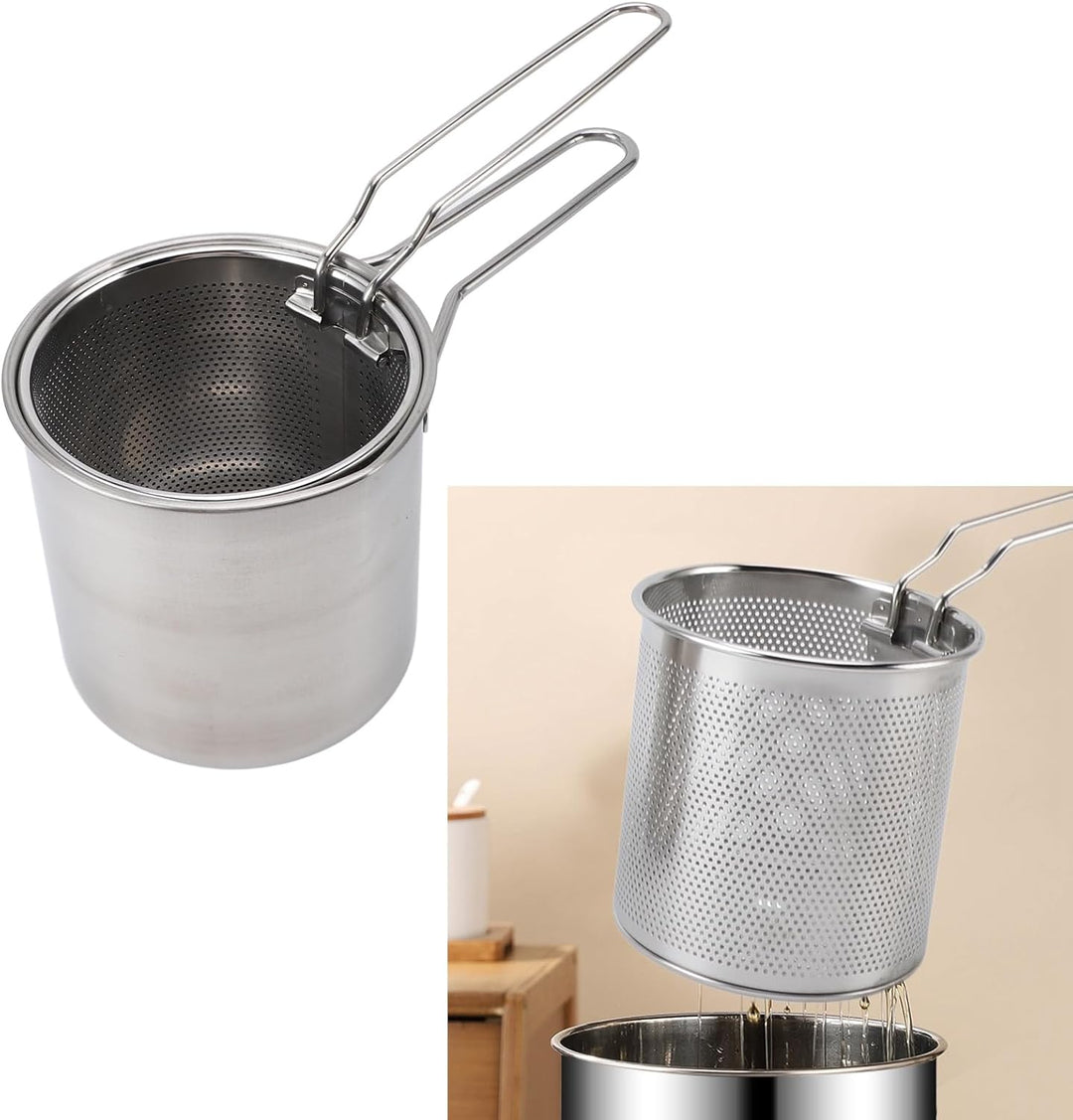 Fritteusentopf aus Edelstahl 304, Kompakter Kochtopf, Fritteuse mit Siebkorb, Multifunktionaler Mini