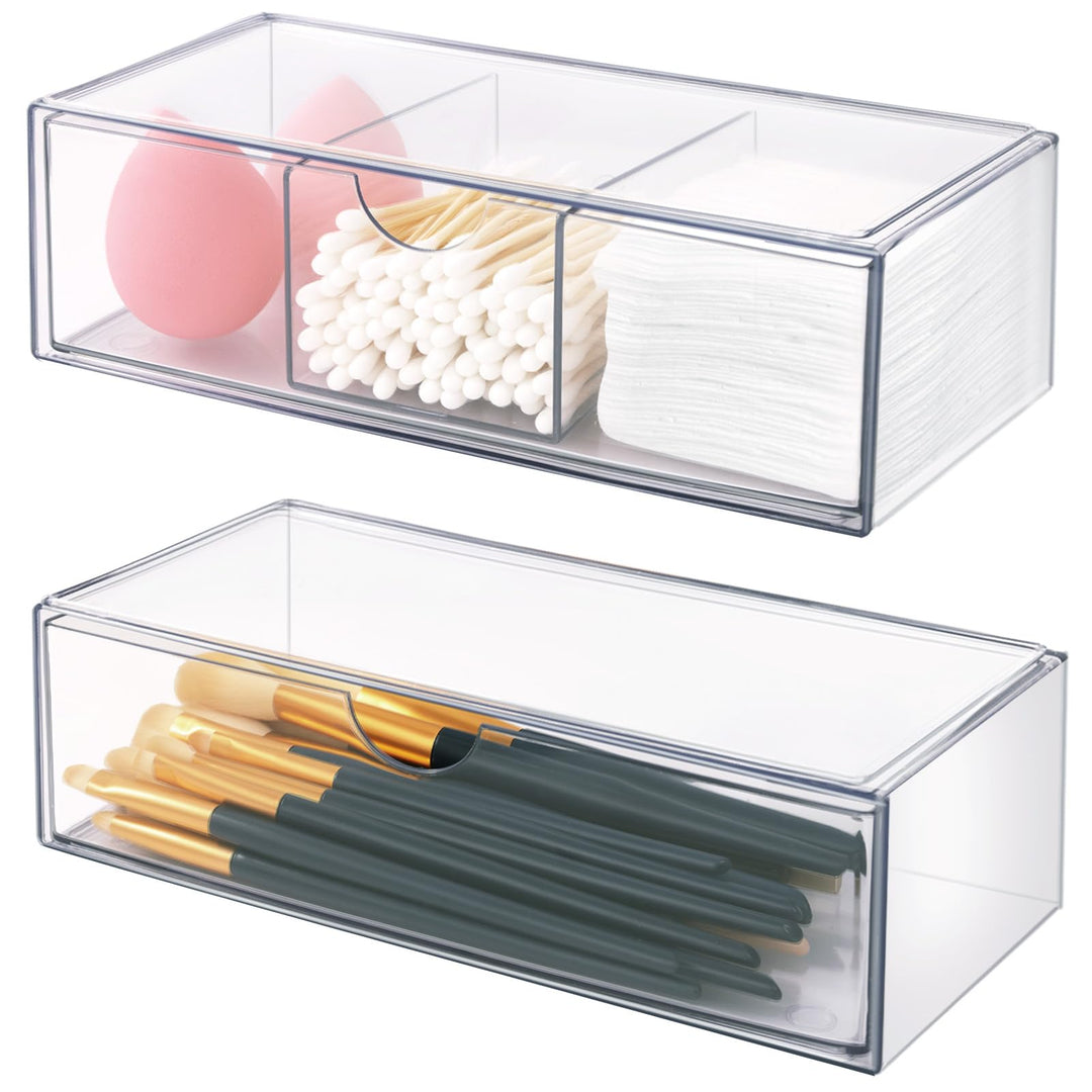 2er-Set Stapelbarer Kosmetik Organizer mit Schubladen – Transparenter Make Up Organizer aus Acryl fü