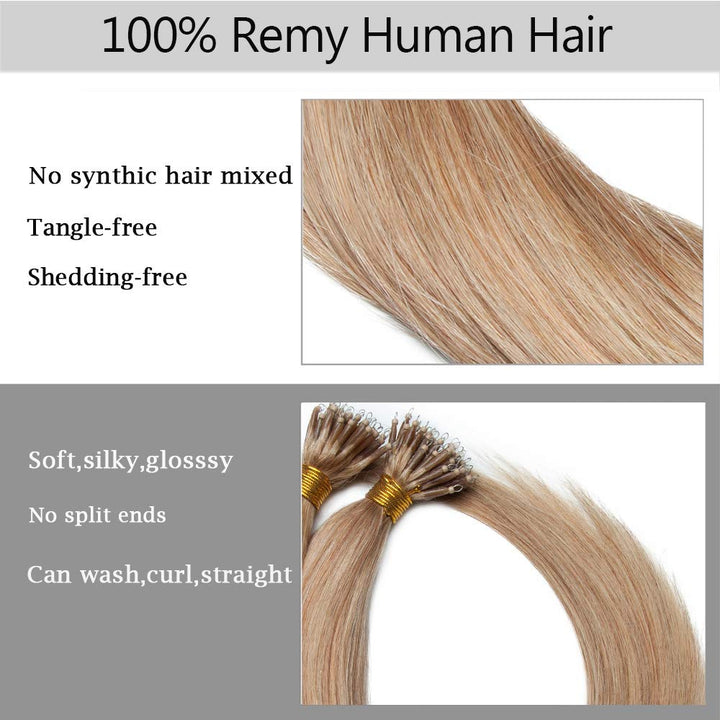SEGO Nanoring Extension Echthaar 1g Loop Haarverlängerung Haarteile 50 Strähnen Glatt 100% Remy Huma