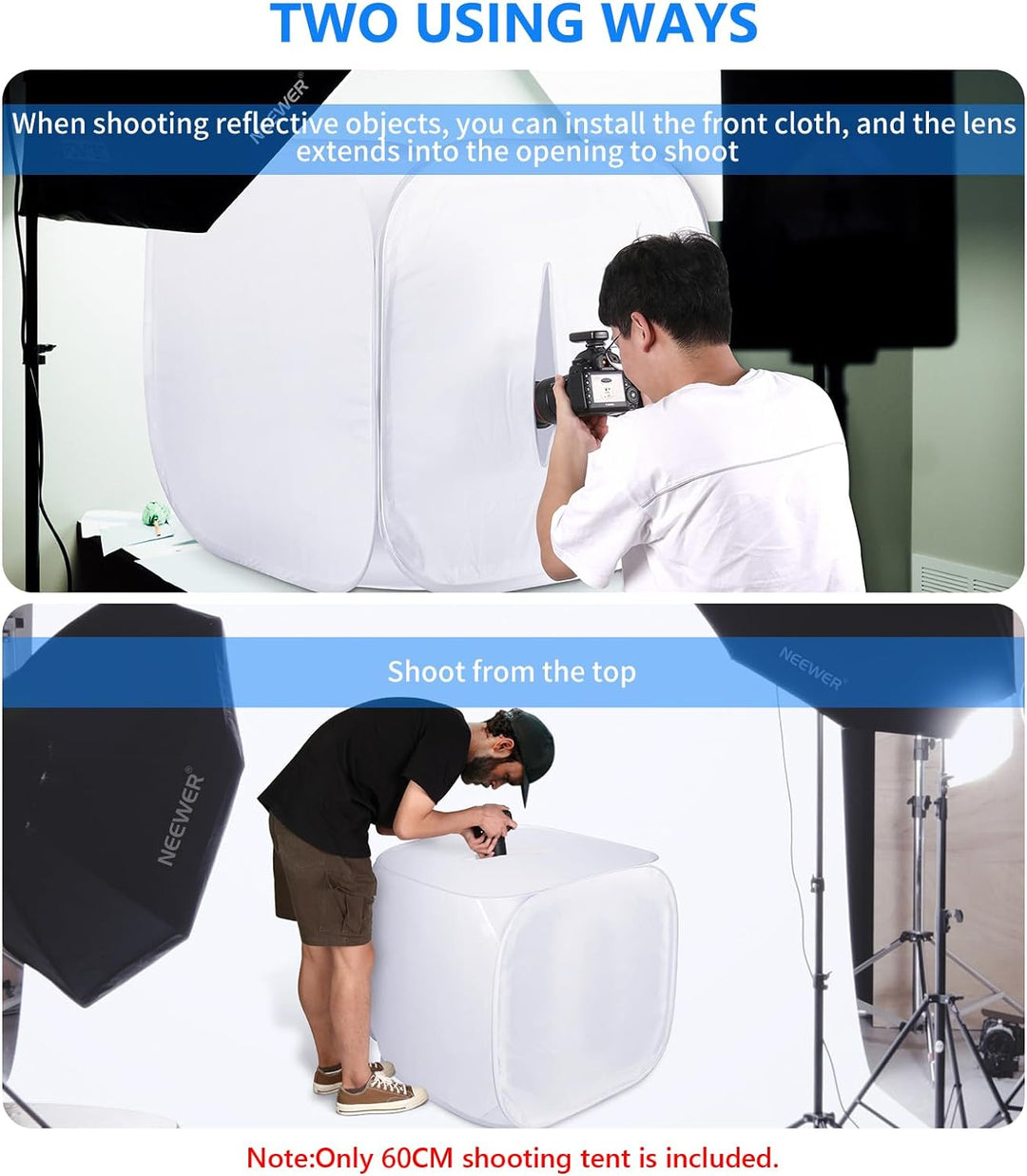 NEEWER 24x24 Zoll/ 60x60cm Fotostudio Aufnahme Zelt Lichtwürfel Diffusions Soft Box Set mit 4 Farben
