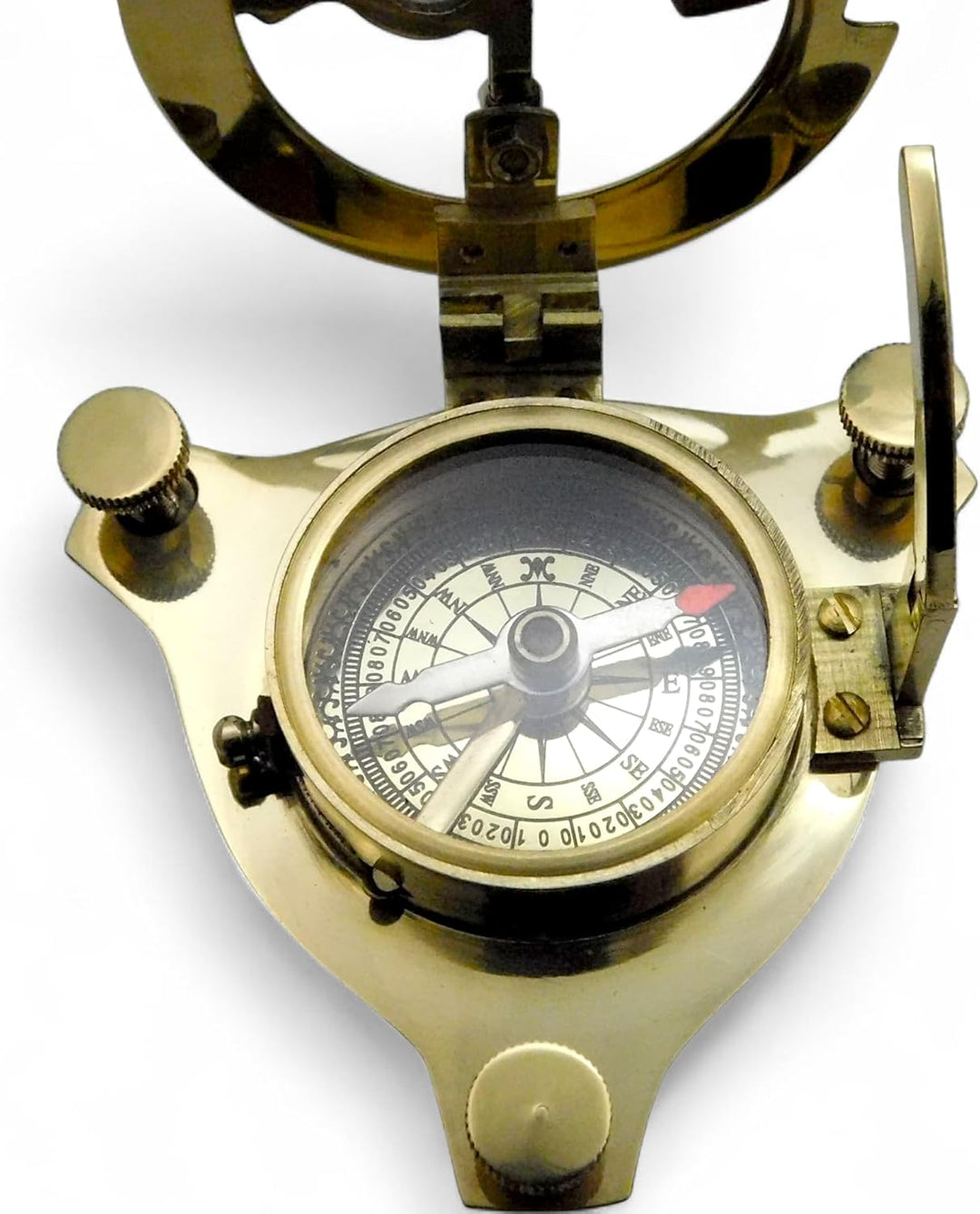 Messing-Kompass. Eleganter, traditioneller 7,6 cm grosser nautischer Sonnenuhr-Kompass aus antikem M
