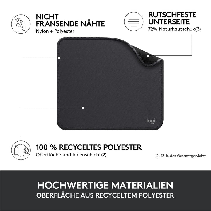 Logitech Mouse Pad - Studio Series, Computer-Mauspad mit Anti-Rutsch-Gummiboden, Leichtes Gleiten, S