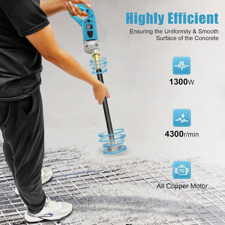 Elektrischer Betonrüttler, 1300W Innenrüttler mit 1.5m Vibration Rod, Beton Rüttelflasche, Rührwelle