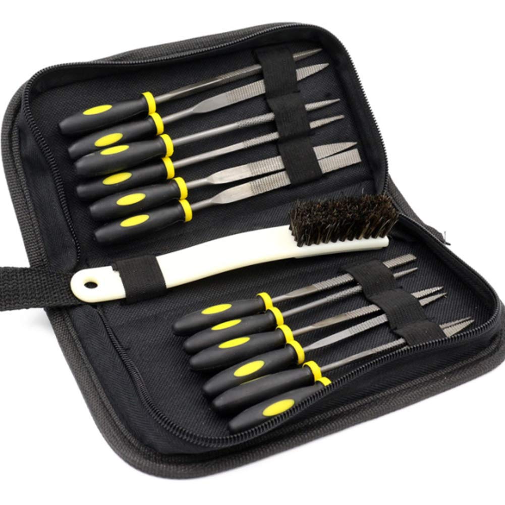 12PCS kleine Holzfeilen und Raspeln Set, sortierte Handfeile Holz Raspel Set mit Reinigungsbürste, M