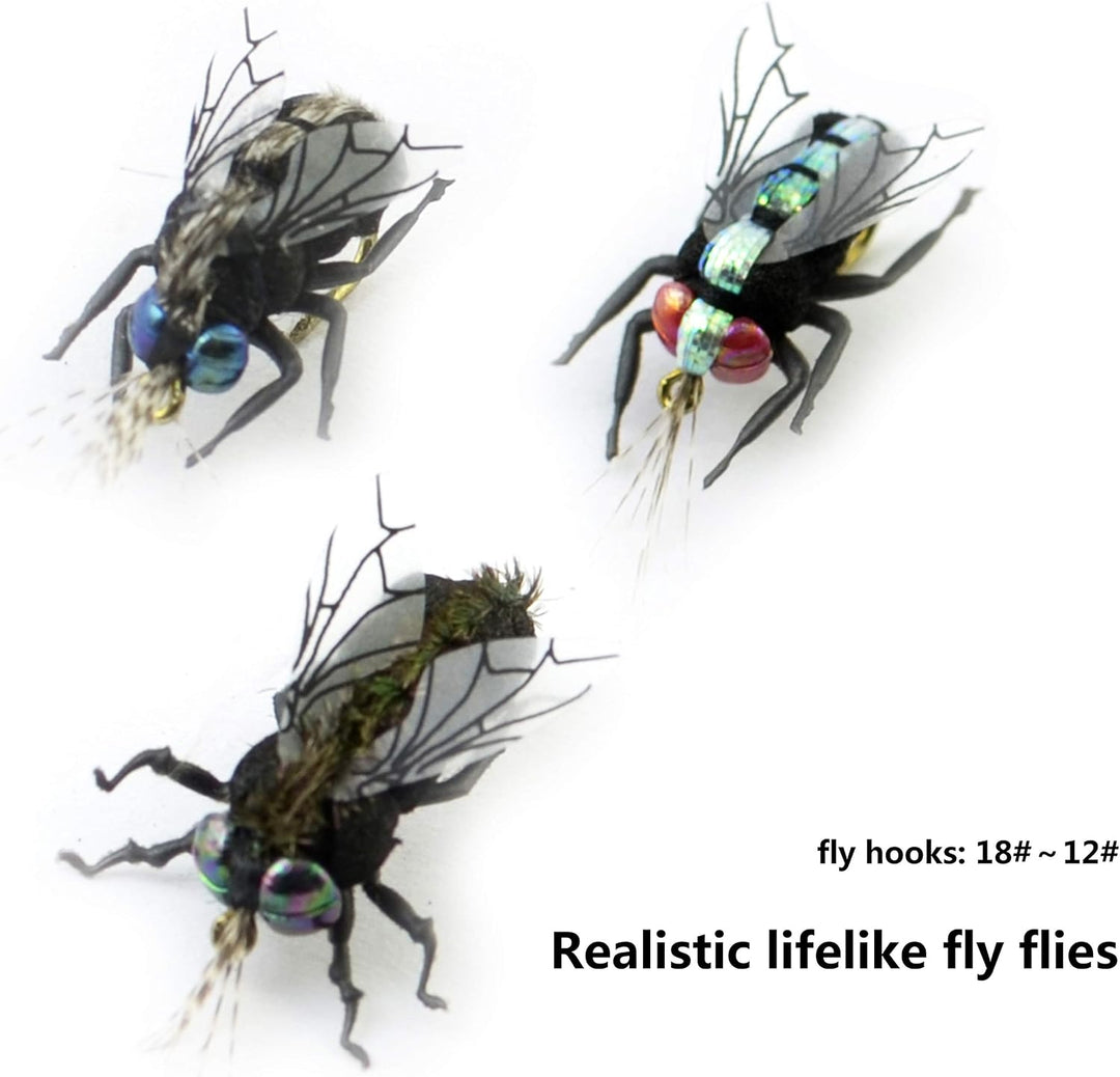 Fliegenfischen-Set mit Fliegenbox/Nymphen/Trockenfliegen, Nassfliegen/Luftschlangen/realistische Fli