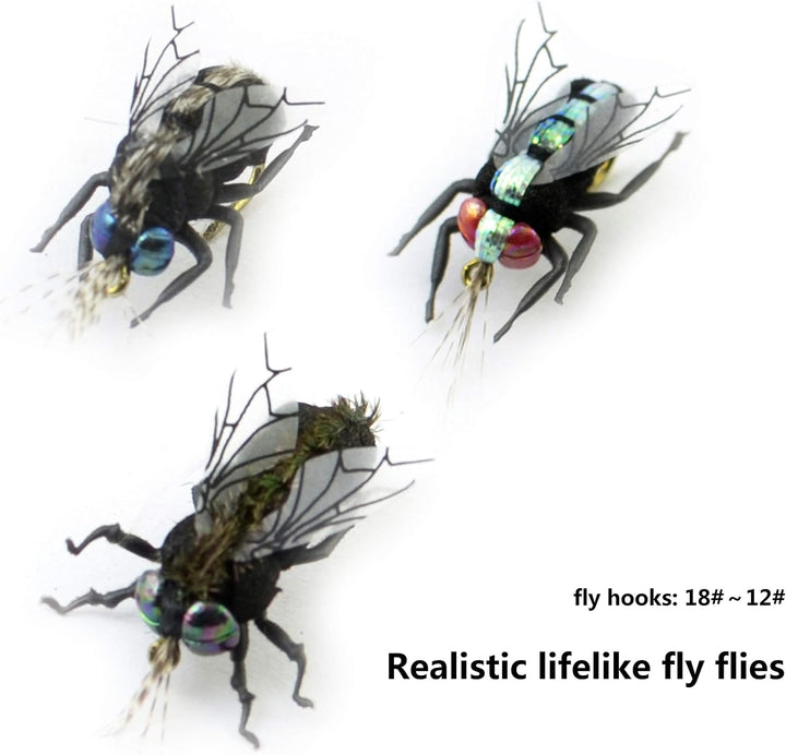 Fliegenfischen-Set mit Fliegenbox/Nymphen/Trockenfliegen, Nassfliegen/Luftschlangen/realistische Fli
