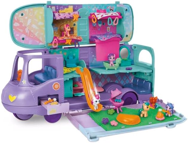 My Little Pony Spielzeuge Mini World Magic Mare Stream, Wohnmobil Spielset zum Selbergestalten für K