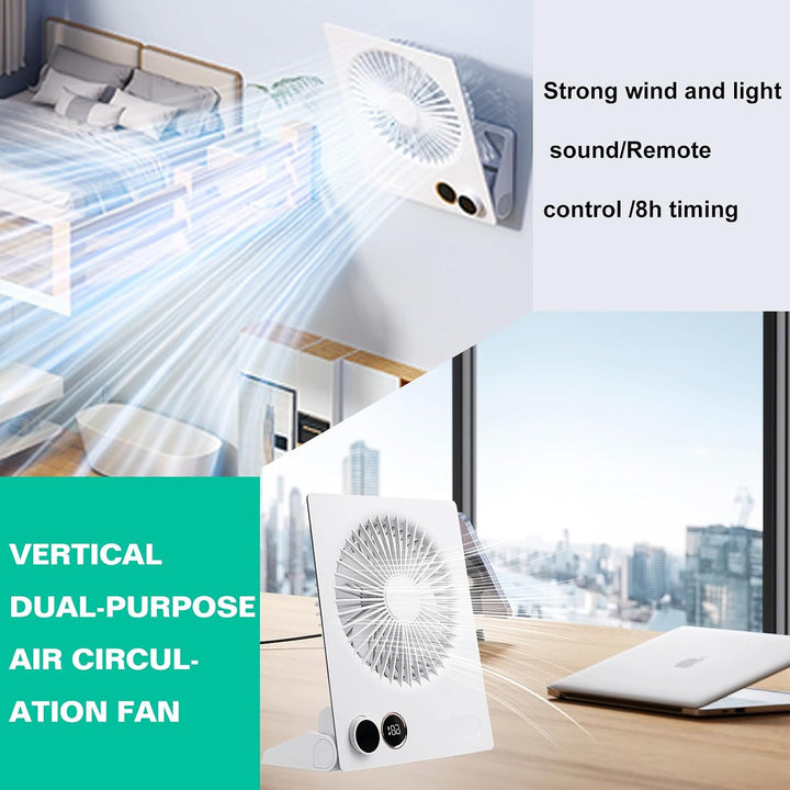 BORDEAG Mini Tischventilator USB Ventilator - 4000mAh Tragbarer Kleiner Ventilator mit Fernbedienung