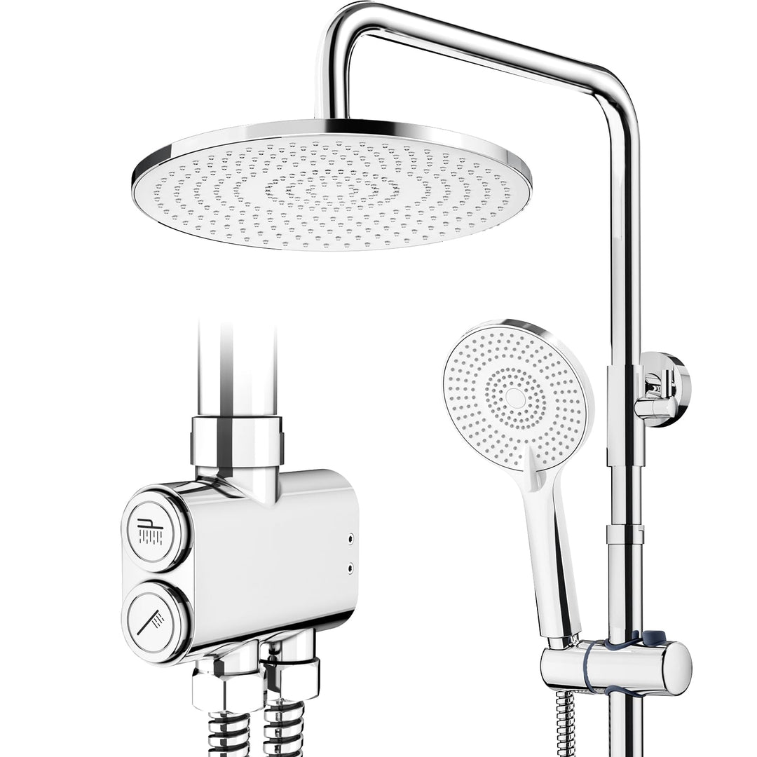 Rainsworth Duschsystem ohne Armatur Chrom - 25cm Rund Regendusch Dusche Set, Duschgarnitur mit Umste