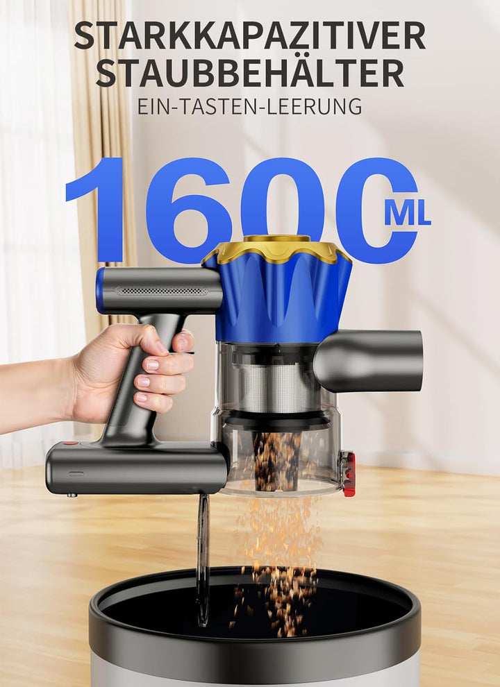 Akku Staubsauger, 40000Pa/450W Staubsauger Kabellos mit Smart Display Bis zu 50 Minuten Laufzeit Cor