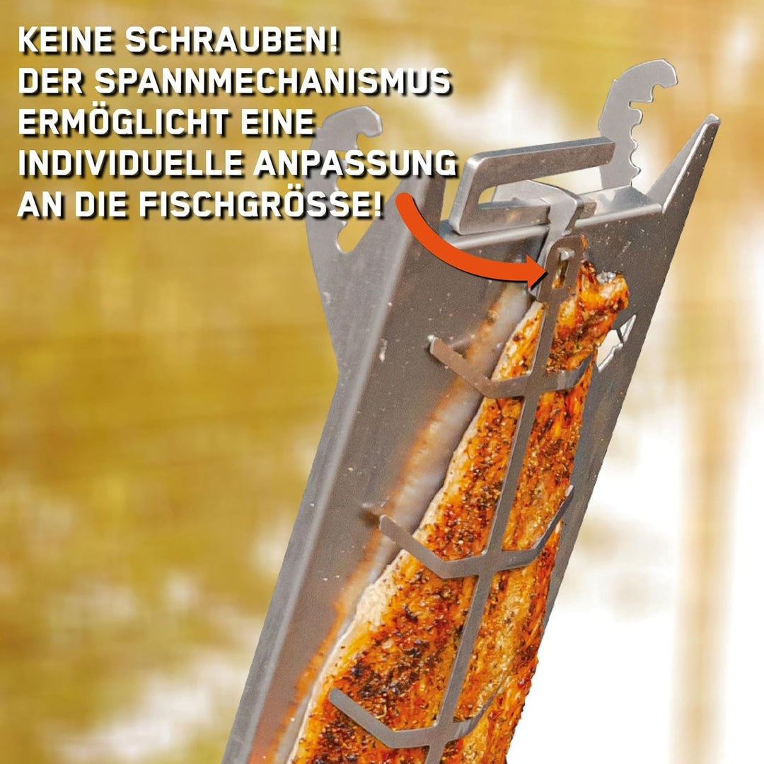 FENNEK Edelstahl Flammlachshalter für Feuerschalen & Kugelgrills | mit speziellem Spannmechanismus-