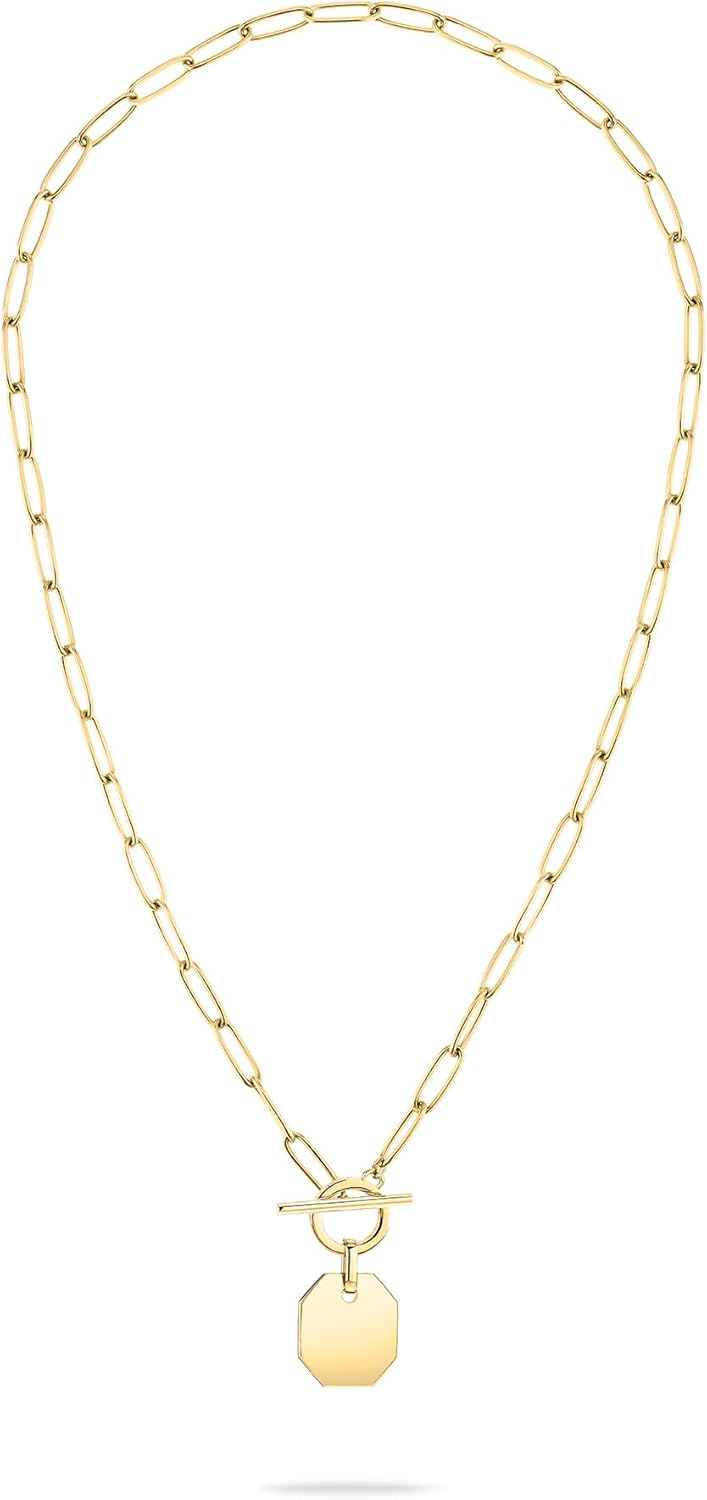 Liebeskind Berlin Halskette 45 cm aus Edelstahl mit T-Bar-Verschluss, Gold