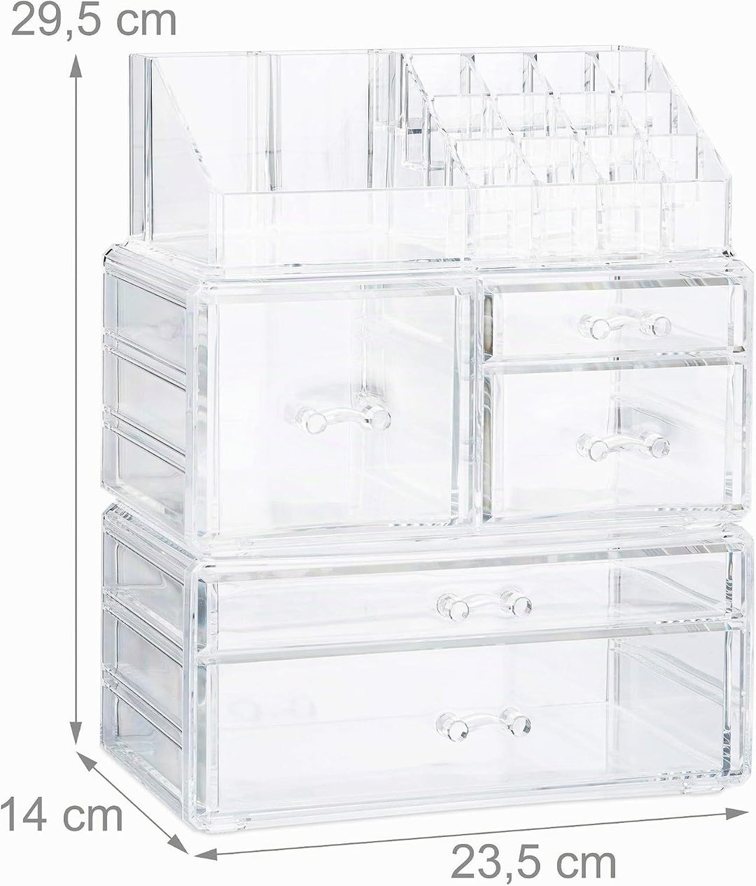 Relaxdays Make Up Organizer mit 21 Fächern, Kosmetik Tower für Lippenstift, Nagellack, Acryl Make Up