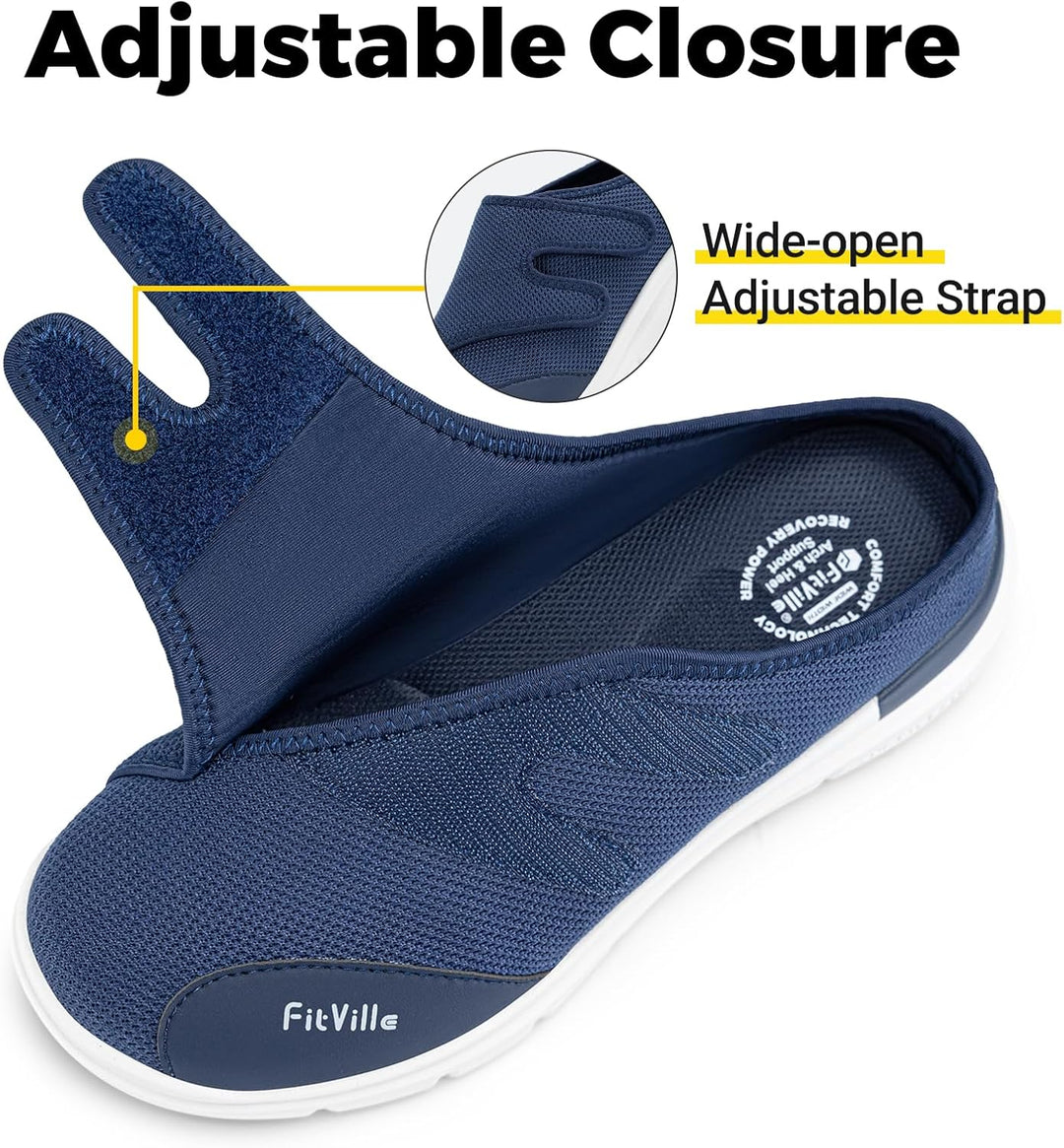 FitVille Diabetiker Slipper Herren Extra Weit Gesundheitsschuhe mit Klettverschluss Orthopädische Ha