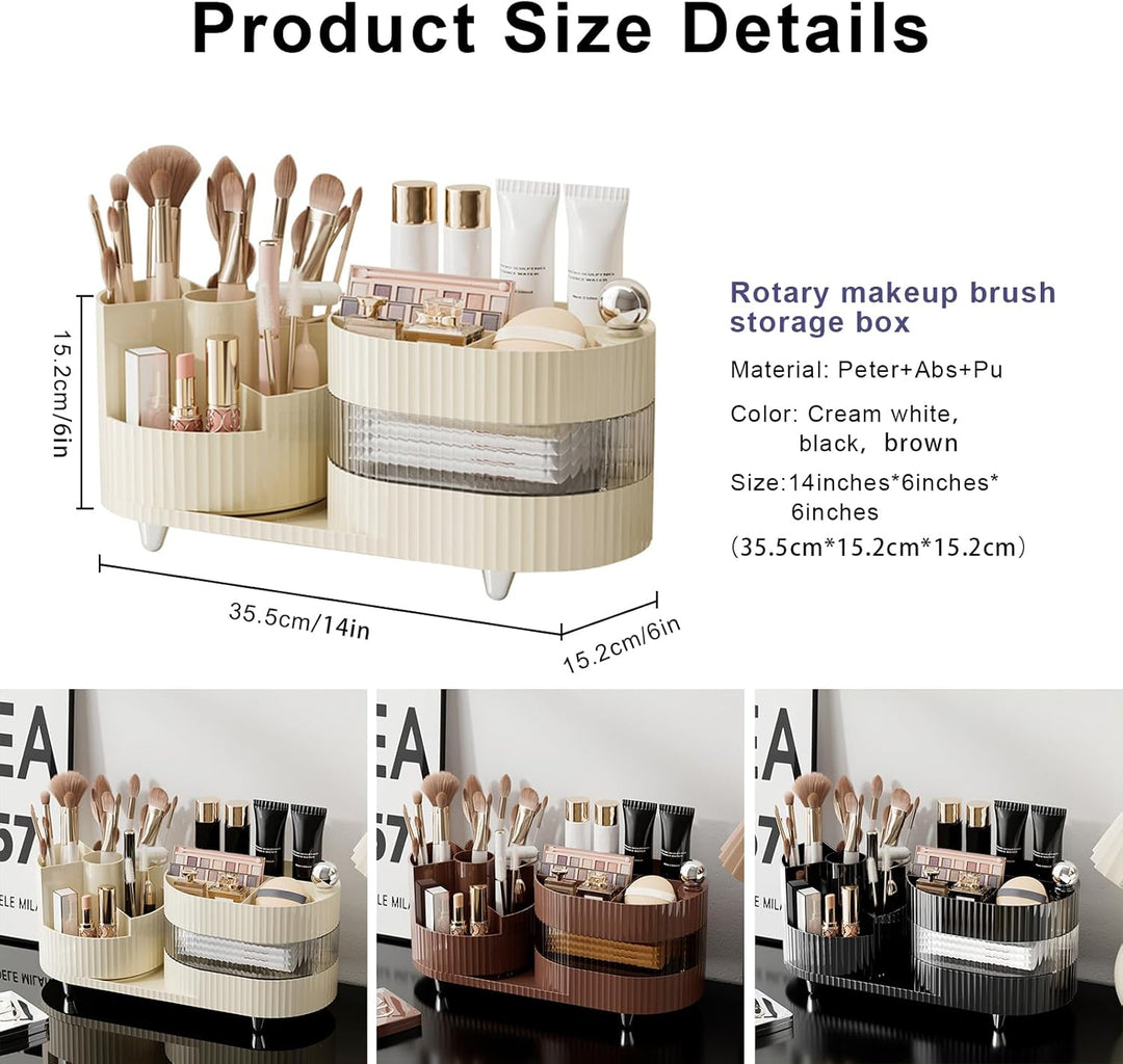 DASITON Make up Kosmetik Organizer,360° Drehbarer Make Up Pinsel Organizer,Grosser Kapazität Kosmeti