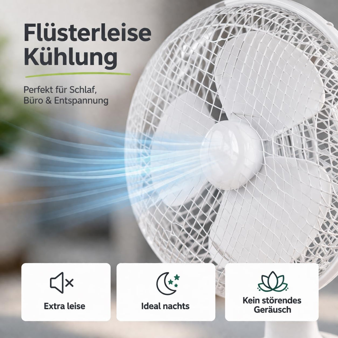 2 in 1 Tragbarer Tischventilator mit Ständer & Clip (20 cm) mit Schwenkfunktion – leiser Ventilator