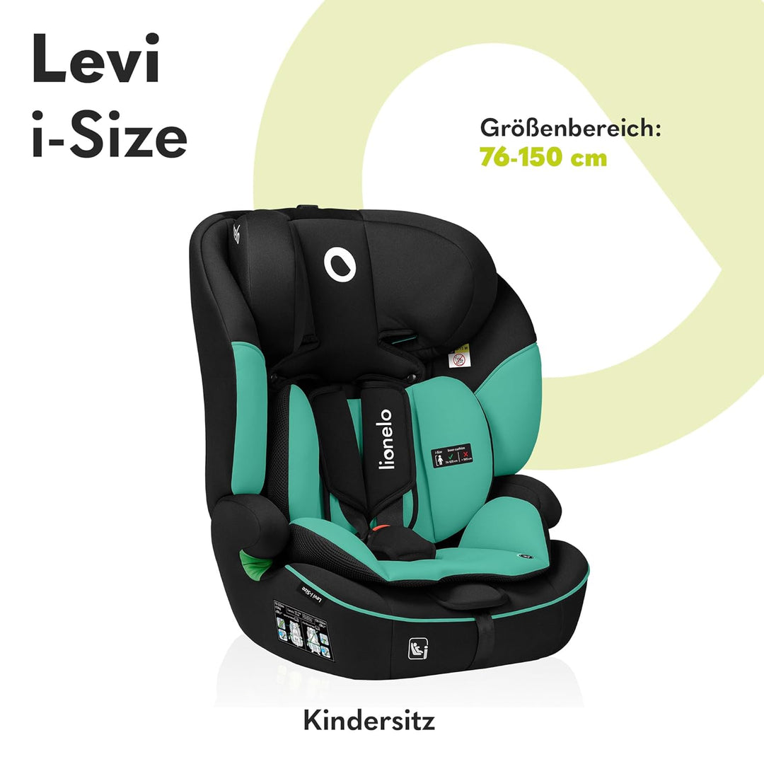LIONELO LEVI I-SIZE 76-150 cm Kinderautositz, Gruppe 1 2 3, Seitenschutz, 10 Grad Kopfstützenverstel