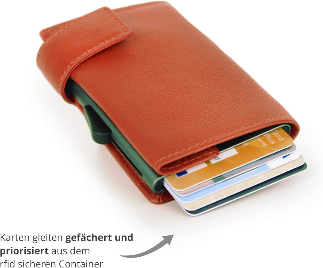 SecWal Kartenetui mit Münzfach Reissverschluss (Orange), Orange