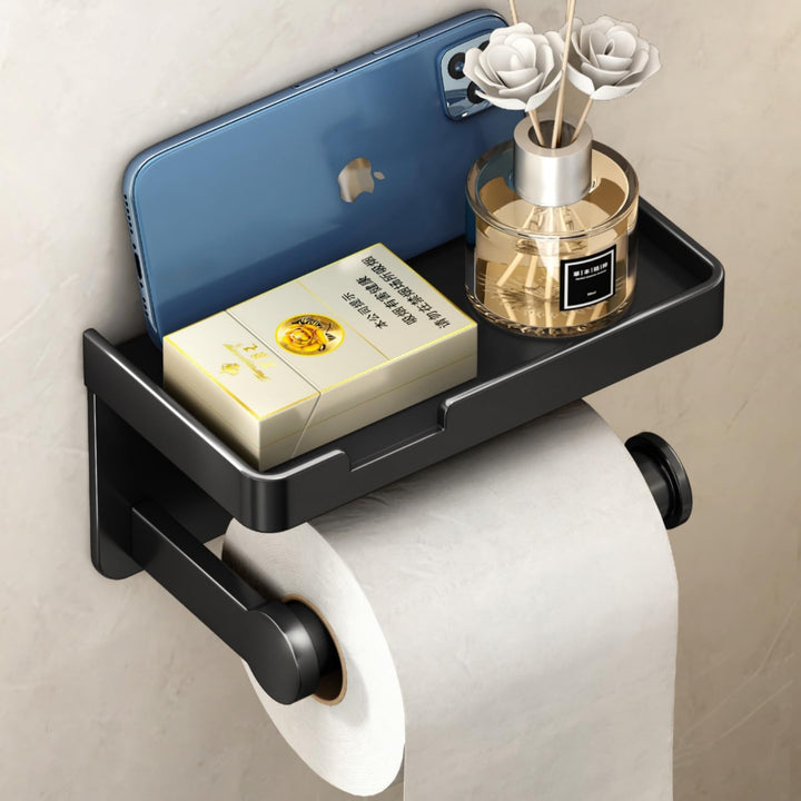 VOLDRA Toilettenpapierhalter mit Telefonablage, selbstklebend oder schraubbar Klopapierhalter, rostf