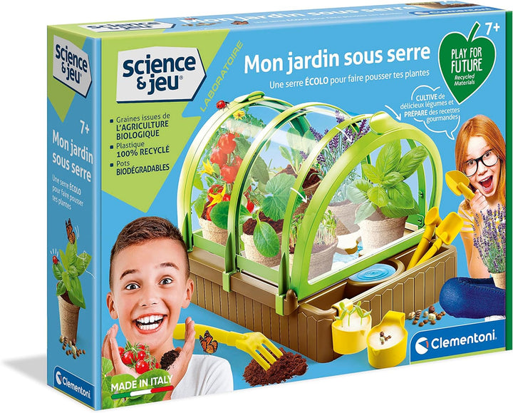 Clementoni - Science & Spiel – Mein Garten unter Gewächshaus – Modernes Design – Geheimnisse des bio