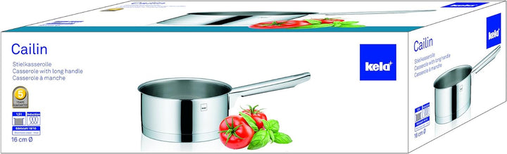 Kela 10964 Stielkasserolle, 1,5 l Fassungsvermögen, 16 cm Durchmesser, 18/10 Edelstahl mit Glanzopti