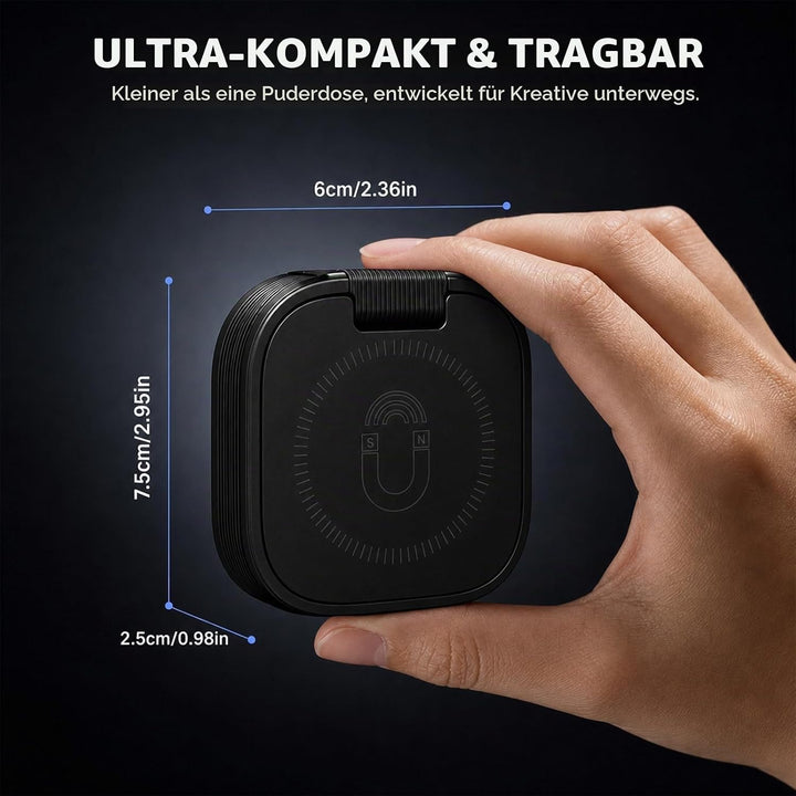 Magnetisches 3-in-1 Selfie Licht Mit Spiegel, 1000mAh Akku 48 LEDs &amp; 10 Helligkeitsstufen (3000K-650
