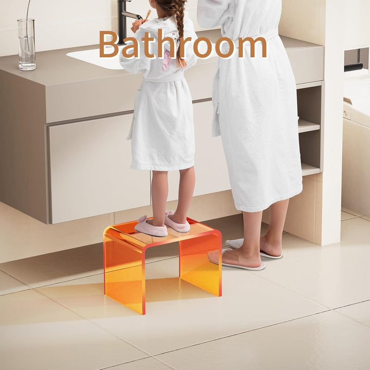 Acryl-Tritthocker, Kleiner transparenter Fusshocker für Badezimmer, Schlafzimmer, Küche, belastbar b