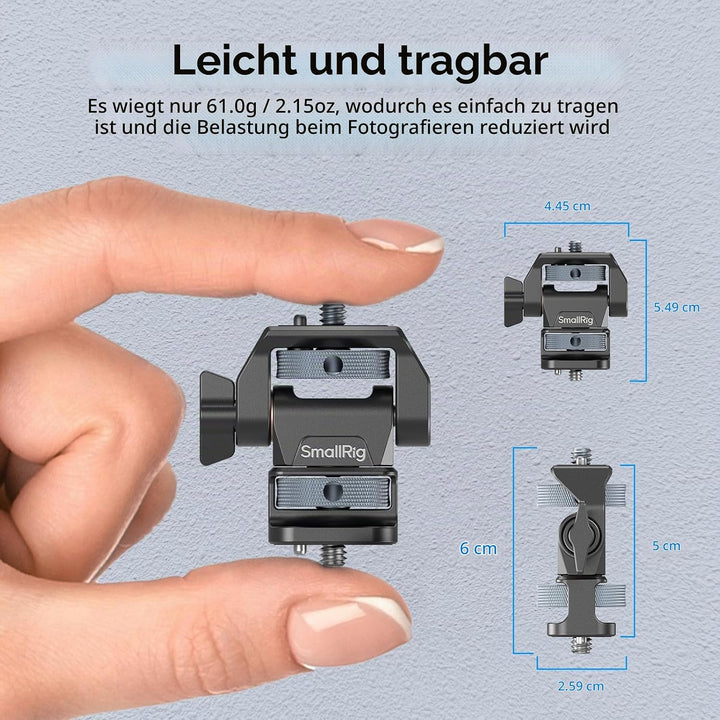 SMALLRIG verstellbare Kameramonitorhalterung, 360° schwenkbar und 180° neigbar, mit 1/4"-20 Schraube