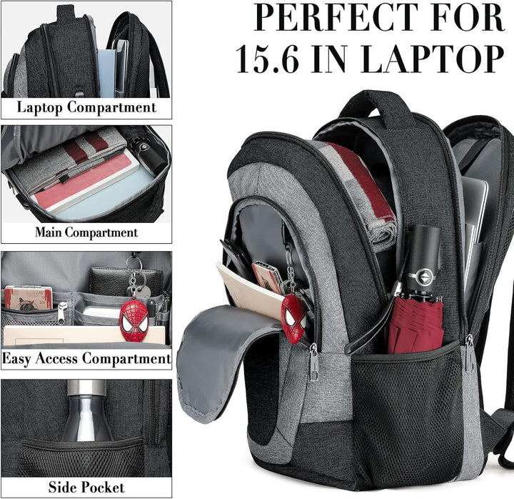 BIKROD Rucksack Herren und Damen, Schulrucksack Jungen Mädchen Teenager, Wasserdicht Rucksack | 15.6