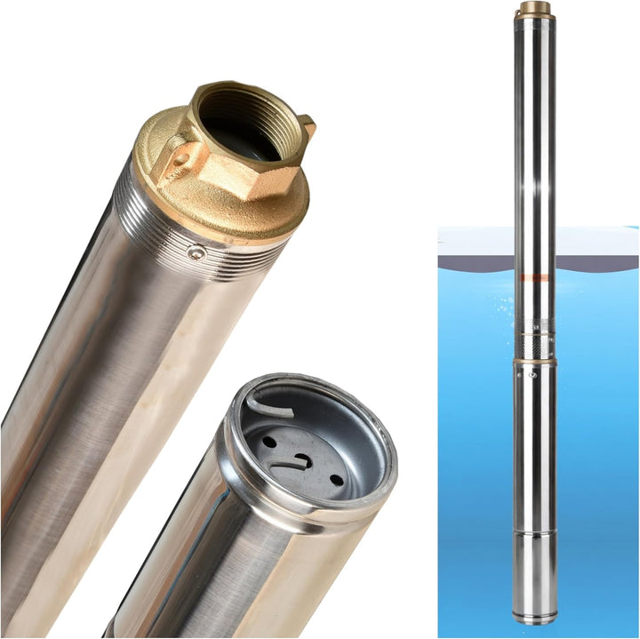 Tiefbrunnenpumpe Wasserpumpe 3" 2/17 (550W 4200l/h max Förderhöhe 67m) - Sandverträglich Edelstahl -