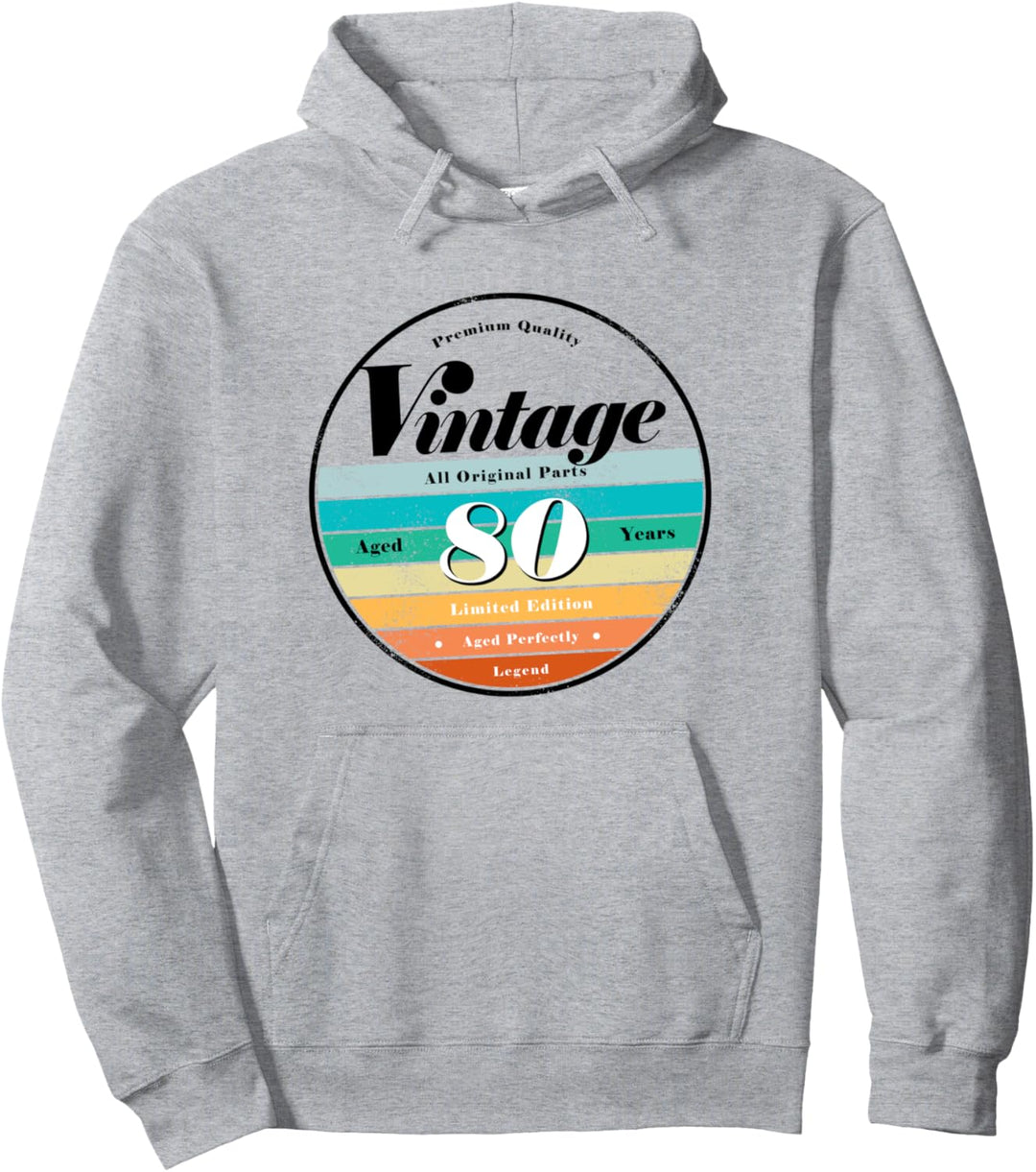 80th Birthday Gifts Classic Retro Vintage Aged 80 years old Pullover Hoodie