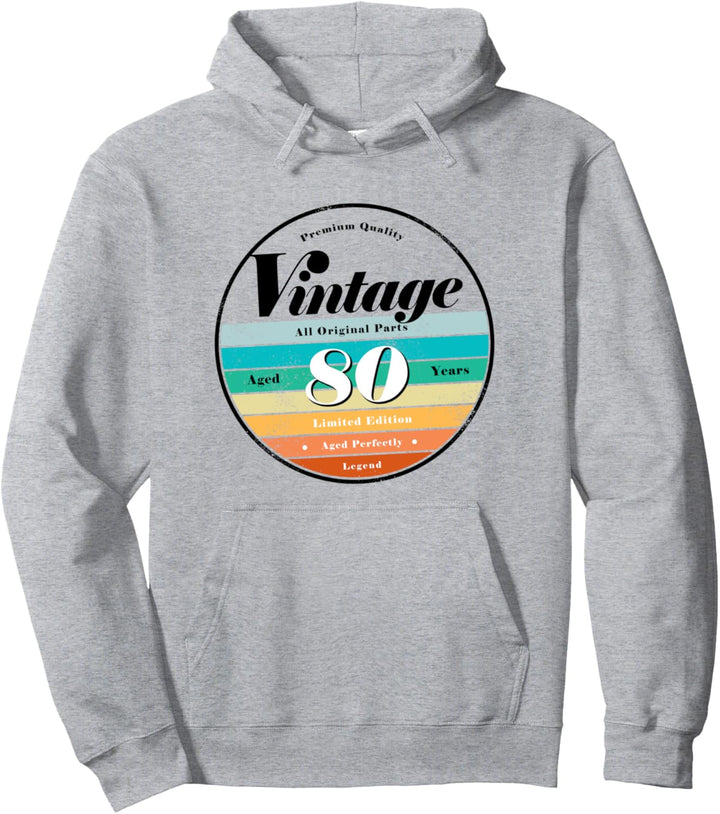 80th Birthday Gifts Classic Retro Vintage Aged 80 years old Pullover Hoodie