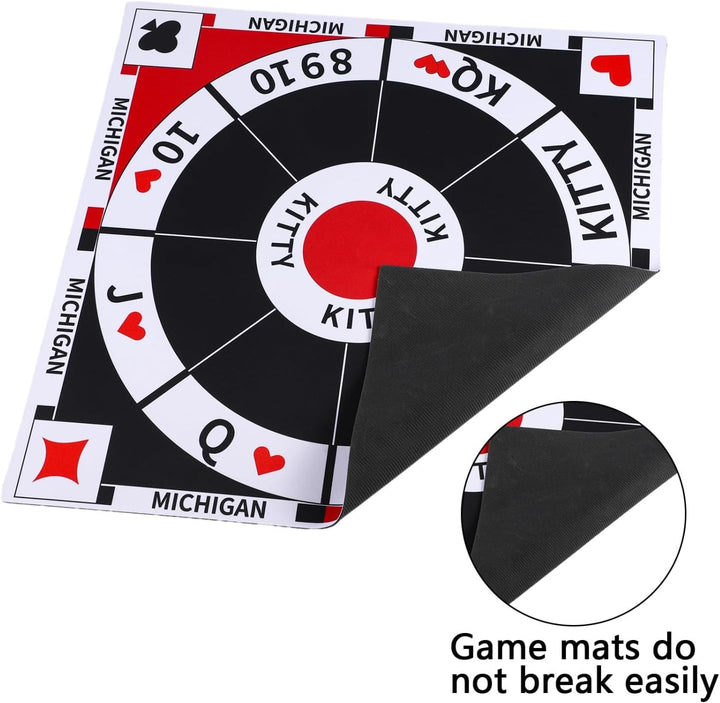 3-in-1 Michigan Rummy Spiel Set, Tripoley mit Filzmatte, 200 Pokerchips, 2 Kartenspielen, Tasche & A