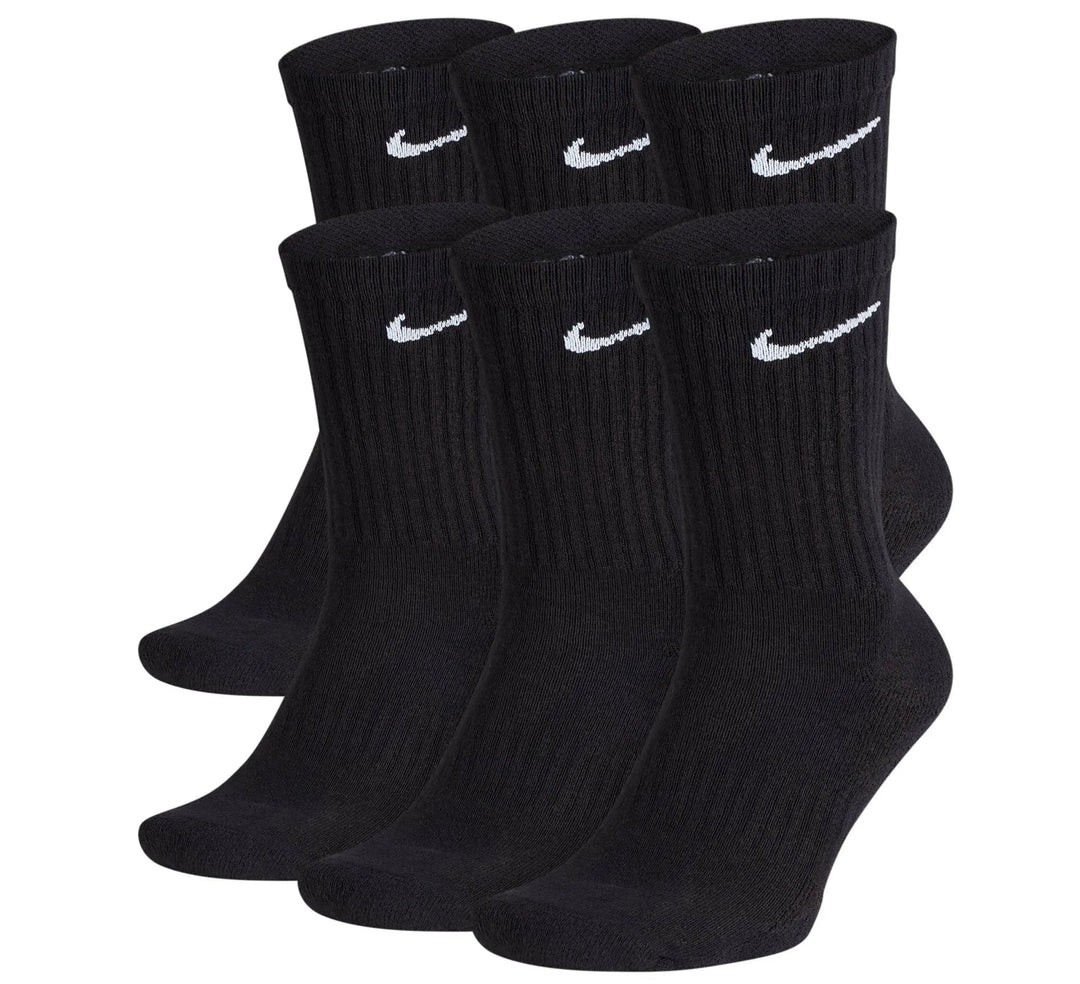 Nike Performance Kissen Crew Socken mit Band (6 Paar), schwarz/weiss, Grösse L