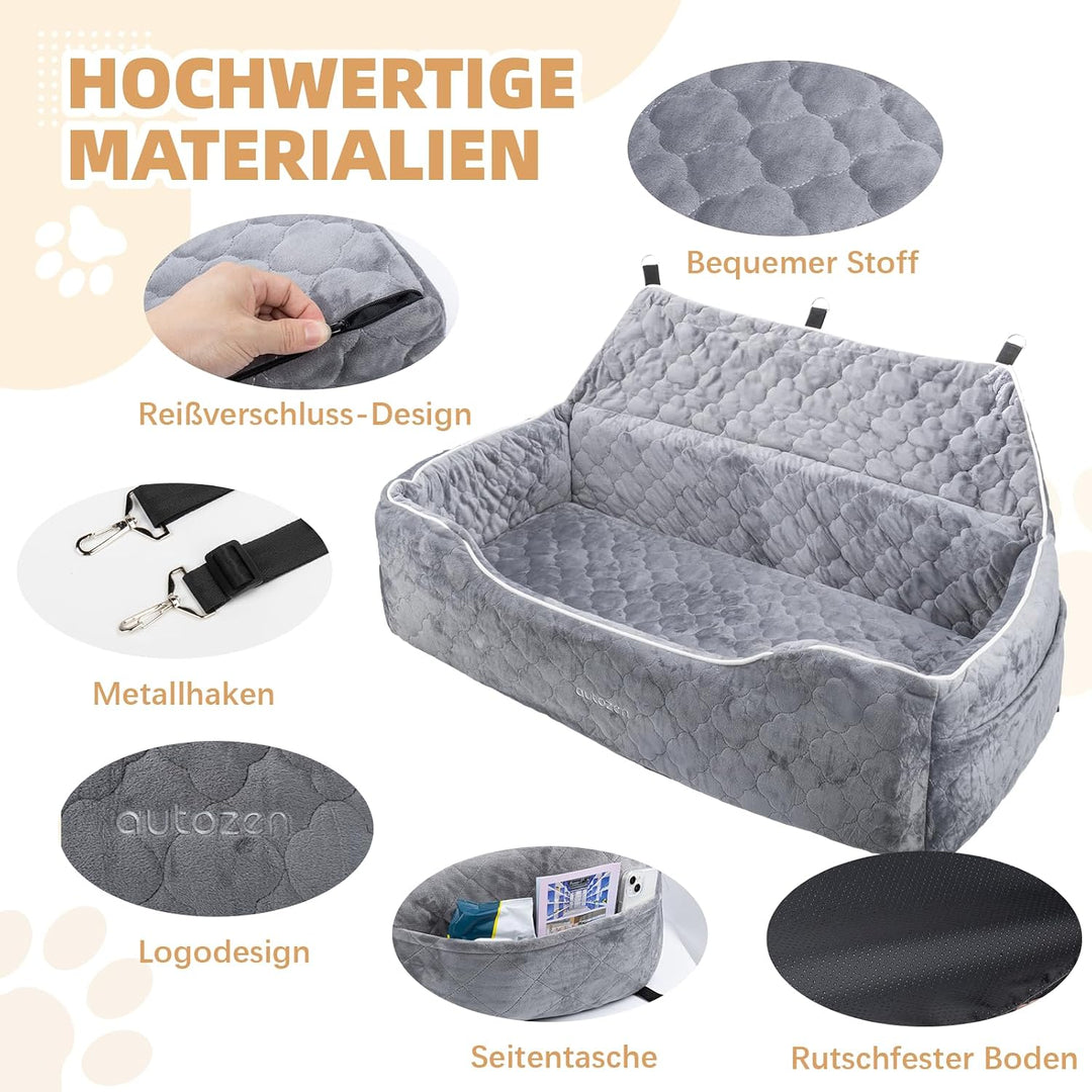 Hunde Autositz für mittlerer grosse Hunde, Abnehmbarer waschbarer Hundesitz Auto, Hundebett Auto für
