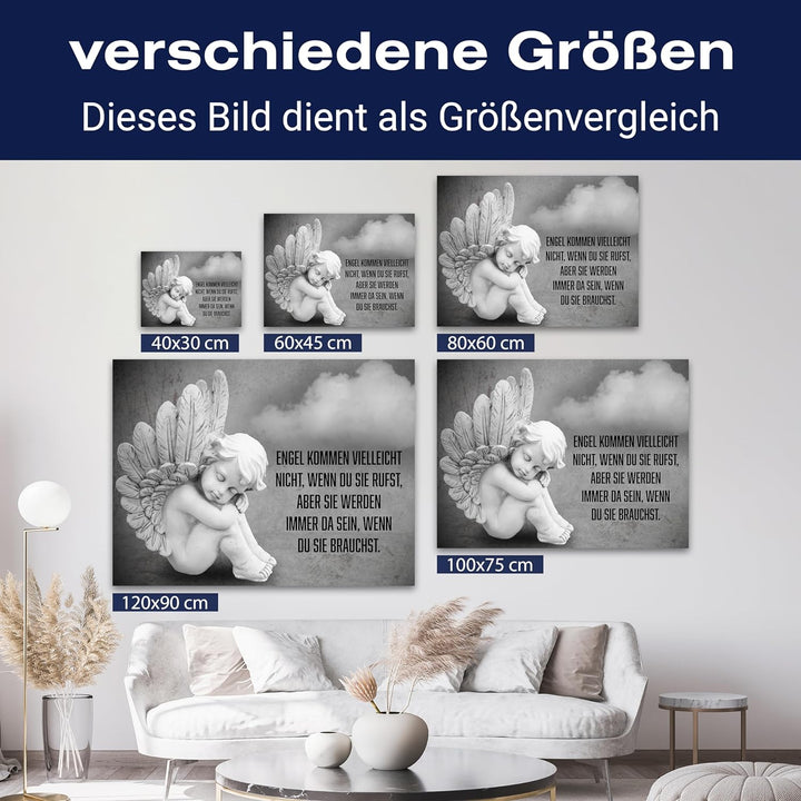 wandmotiv24 Leinwandbild, Sprüche, 80x60cm, Querformat, Engel, Deko, Bilder auf Leinwand, Wanddeko,