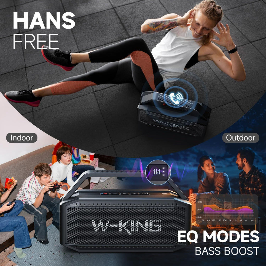 W-KING Bluetooth Lautsprecher Boxen Gross, 60W(100W Spitze) IPX6 Musikbox Lautsprecher Bluetooth Box