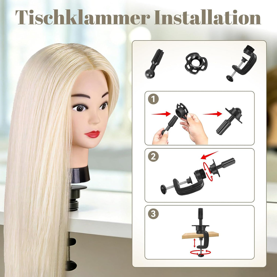 TwoWin Trainingsköpfe 70% Echtes Haar Blond Kosmetologie Puppe Kopf Friseur Training Modell Mannequi