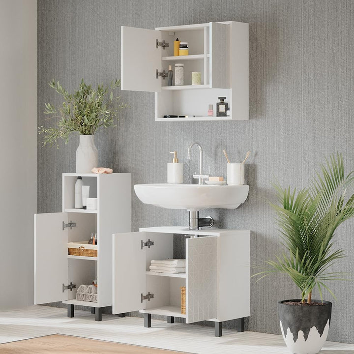 Vicco Midischrank Agasta, Weiss Hochglanz, 30 x 87.2 cm Weiss Hochglanz Badschrank, Weiss Hochglanz