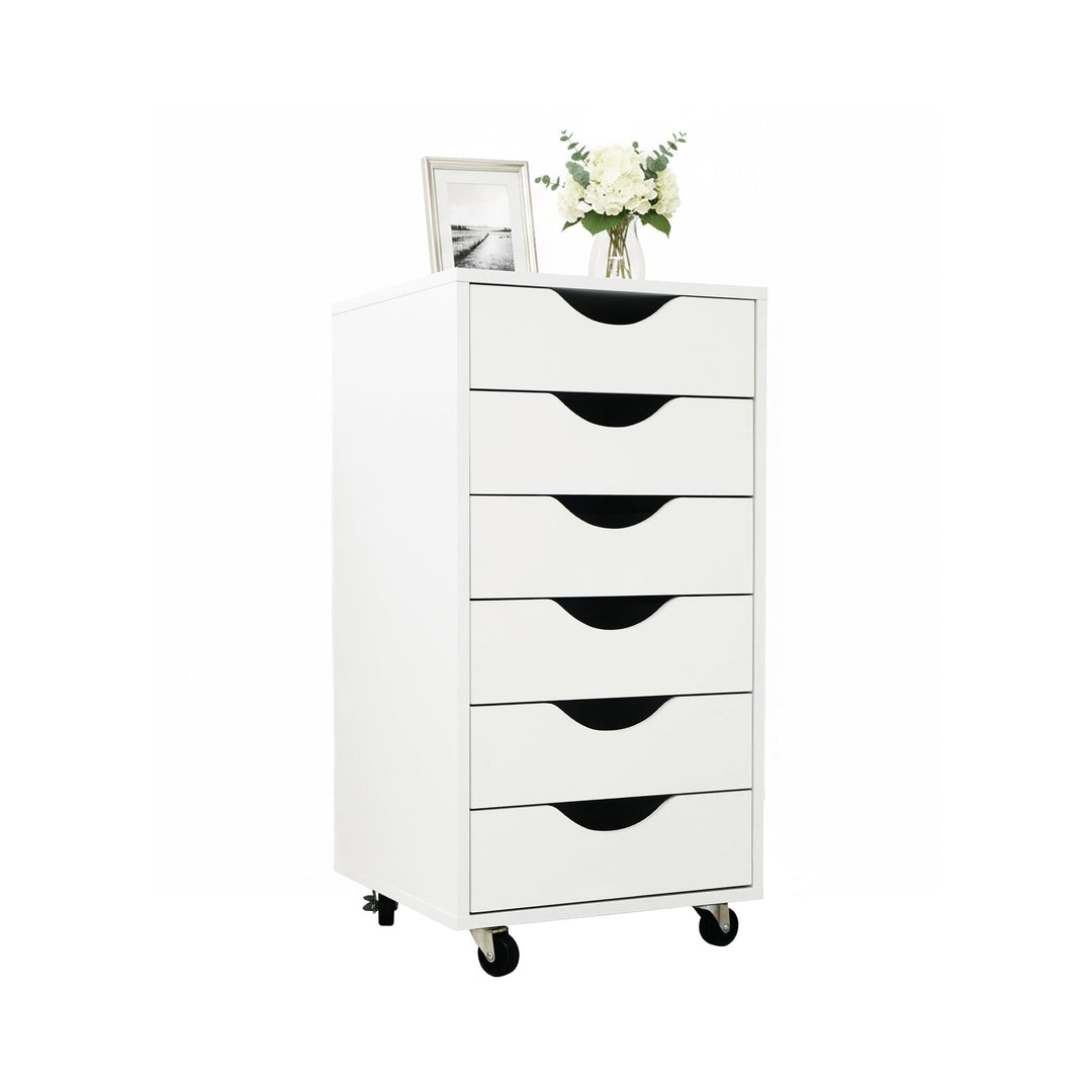 Relaxdays Rollcontainer, 6 Schubladen, HxBxT: 78 x 40 x 40 cm, Aktenschrank auf Rollen, Bürocontaine
