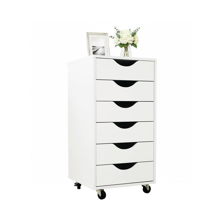 Relaxdays Rollcontainer, 6 Schubladen, HxBxT: 78 x 40 x 40 cm, Aktenschrank auf Rollen, Bürocontaine