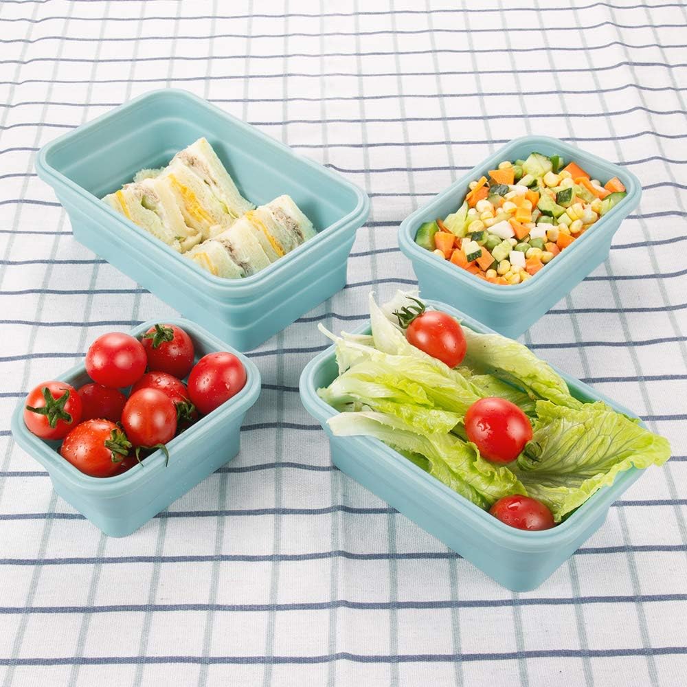 Faltbare Frischhalteboxen 4 PCS Faltbare Frischhaltedosen, Platzsparende Lunchbox für Camping Büro S