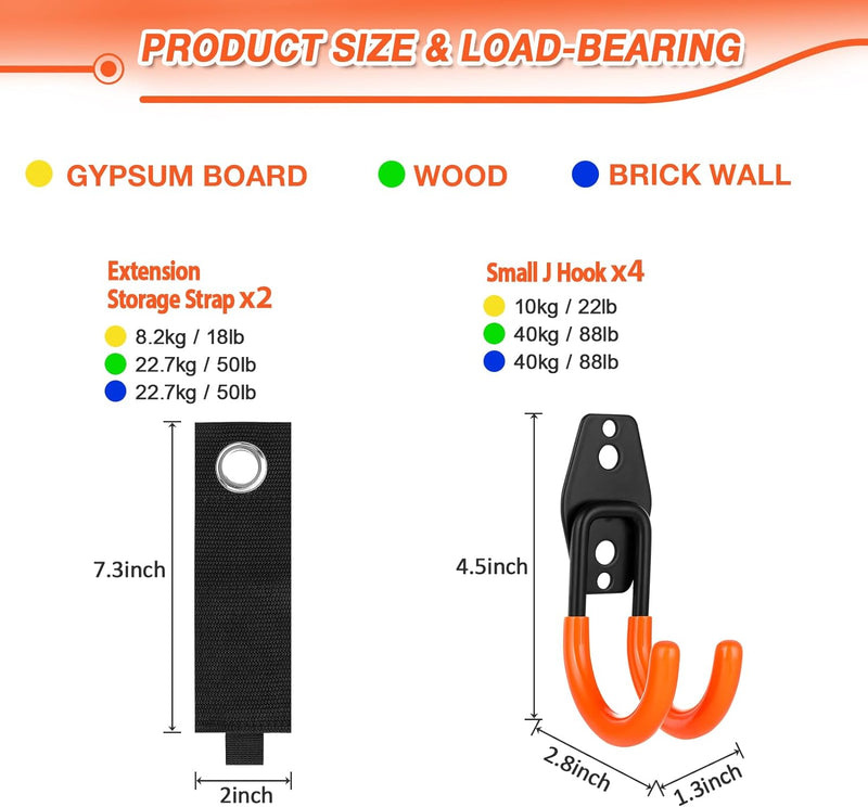 AojSup 6 Stück Garage Haken | Wandhaken für Garage, Wandhaken Garage Platzsparende, Schwerlast Aufbe
