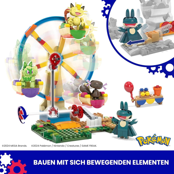 MEGA Pokémon Actionfigur Bauspielzeug, Spass auf dem Riesenrad mit 393 Teilen und beweglichem Felori