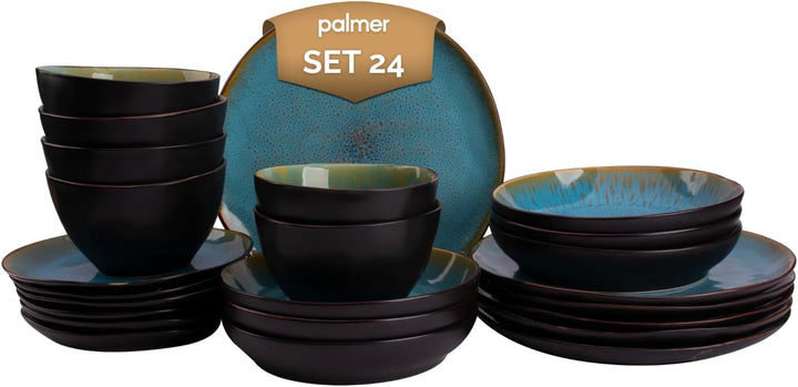 Palmer Geschirrset LOTUS 6 Personen, modernes Tafelservice 24-teilig, hochwertiges Kombiservice aus