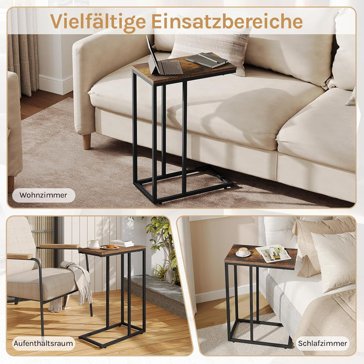 WOLTU Beistelltisch, Couchtisch C Form, Wohnzimmertisch mit Metallgestell, Sofatisch Kaffeetisch, fü